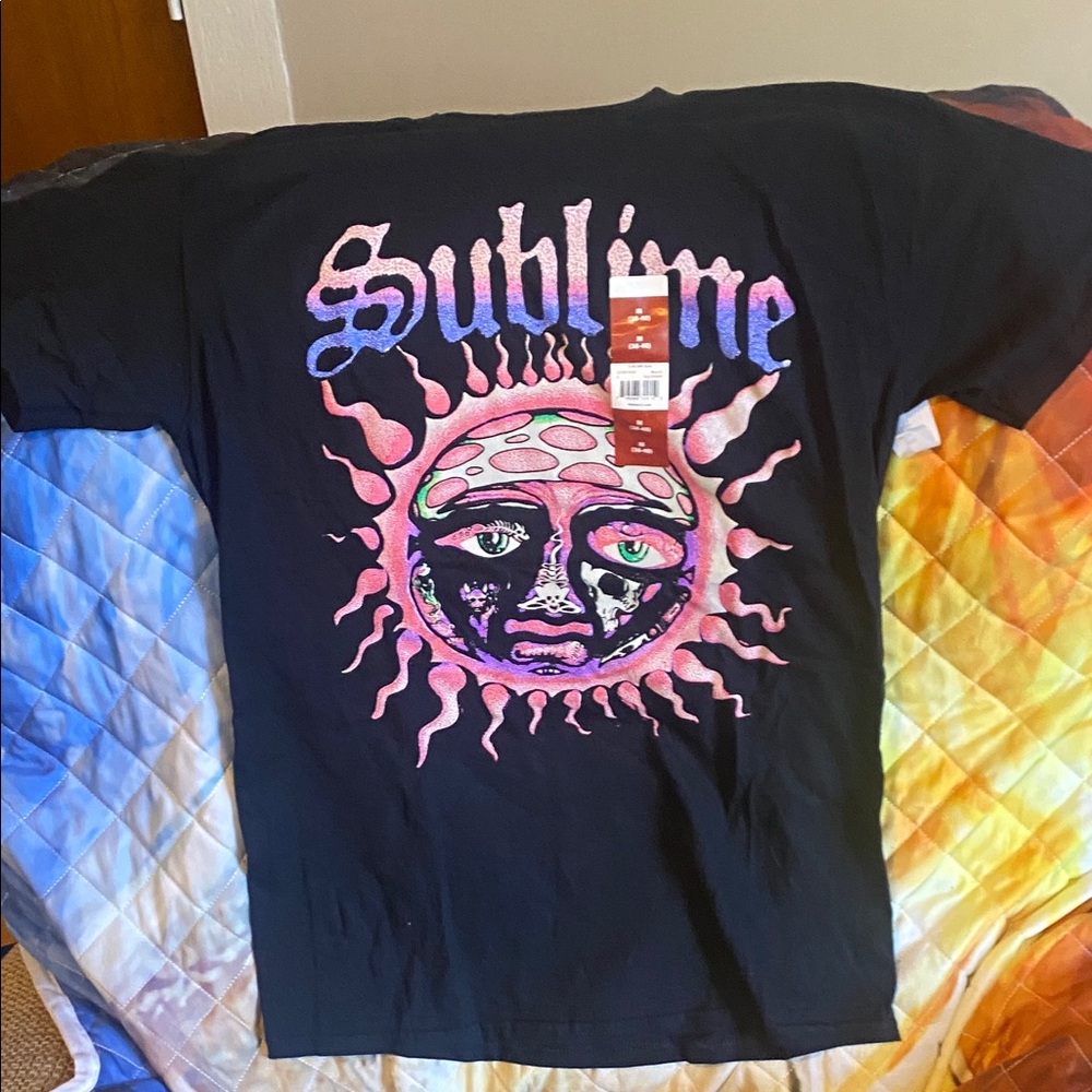 Sublime Graphic Band Tee - Black with Pink/Purple Sun